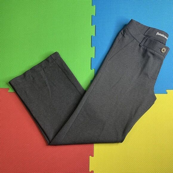 Betabrand Women’s Medium Boot Cut Pull On Dress Pants Yoga Pants Gray Pinstripe - Picture 1 of 8